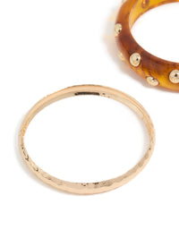 Gold & Brown Acrylic Studded Bangles 2-Pack - link has visual effect only