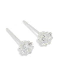 Sterling Silver Cubic Zirconia Claw Set Stud Earrings - link has visual effect only