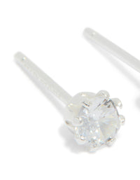Sterling Silver Cubic Zirconia Claw Set Stud Earrings - link has visual effect only