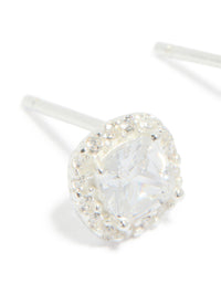 Sterling Silver Cubic Zirconia Square Halo Stud Earrings - link has visual effect only