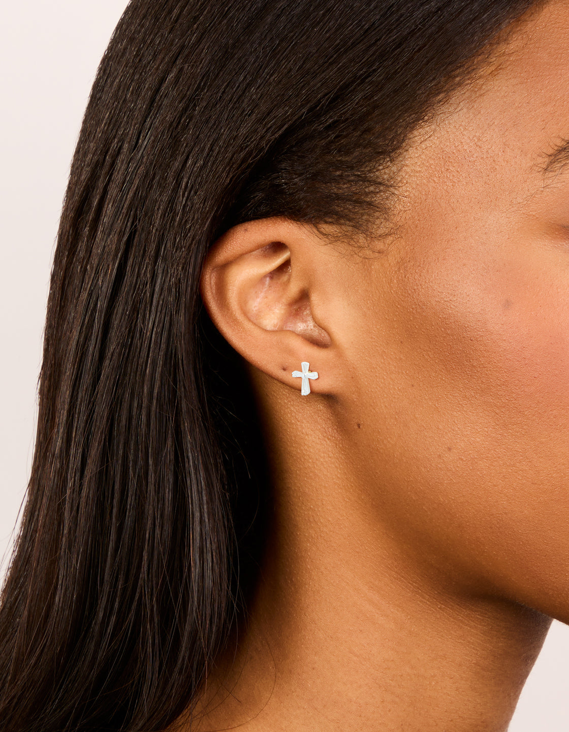 Sterling Silver Cubic Zirconia Cross Stud Earrings