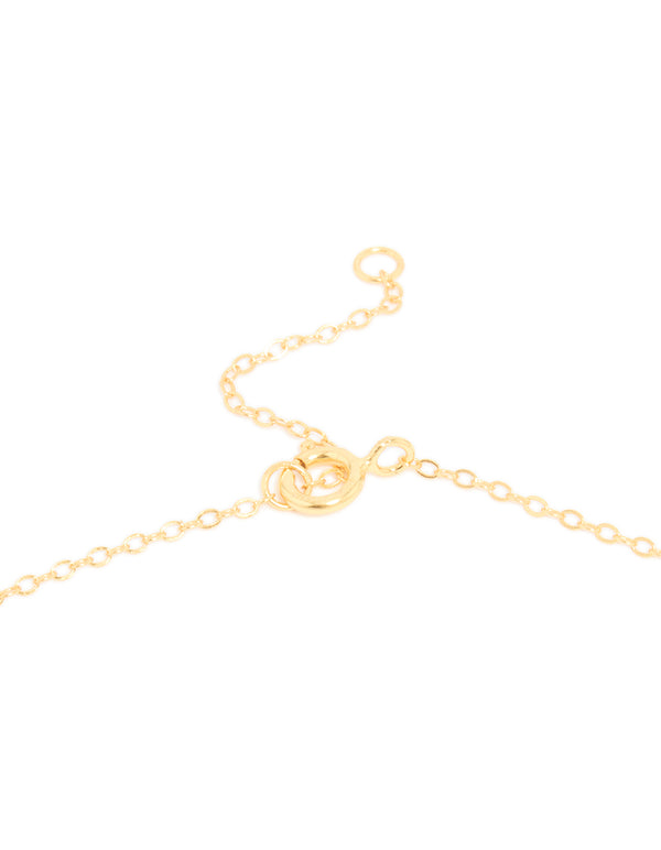 Gold Plated Sterling Silver Tigers Eye Semi Precious Stone Cross Y-Necklace