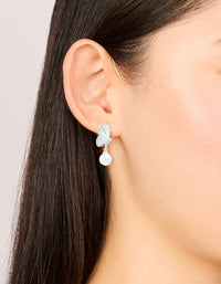 Silver Plated Cubic Zirconia Butterfly & Pearl Drop Earrings - link has visual effect only