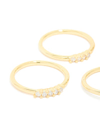 Gold Plated Cubic Zirconia & Molten Rings 5-Pack - link has visual effect only