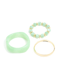 Gold & Green Acrylic Bangles 3-Pack - link has visual effect only