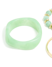 Gold & Green Acrylic Bangles 3-Pack - link has visual effect only