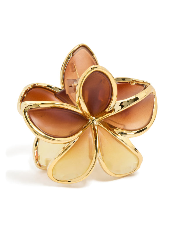 Brown Ombre Frangipani Flower Claw Clip