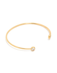 Waterproof Gold Plated Stainless Steel Open Bezel Cut Wrist Cuff - link has visual effect only
