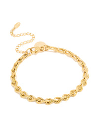 Waterproof Gold Plated Stainless Steel Teardrop Chain Link Bracelet - link has visual effect only