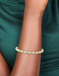 Waterproof Gold Plated Stainless Steel Green Beaded Stretch Bracelet - link has visual effect only