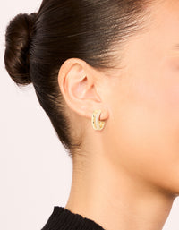 Gold Plated Brass Pave Illusion Hoop Earrings - link has visual effect only