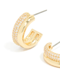 Gold Plated Brass Pave Illusion Hoop Earrings - link has visual effect only