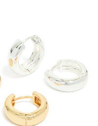 Mixed Metal Brass Classic Round Hoop Earrings 2-Pack - link has visual effect only