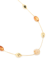 Gold Plated Molten & Acrylic Stone Adjustable Necklace - link has visual effect only