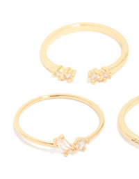 Gold Plated Open Rectangular Cubic Zirconia Rings 5-Pack - link has visual effect only