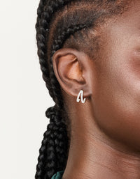 Silver Plated Cubic Zirconia Double Layered Small Huggie Earrings - link has visual effect only