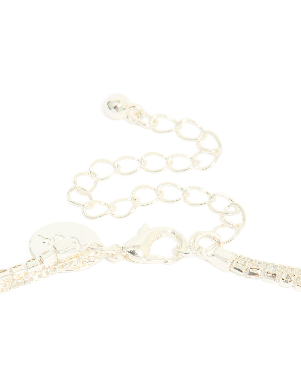 Silver Plated Cubic Zirconia Pearl & Cup Chain Layered Drop Necklace