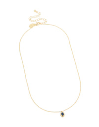 Gold Plated Brass Sapphire Cubic Zirconia September Birthstone Necklace - link has visual effect only