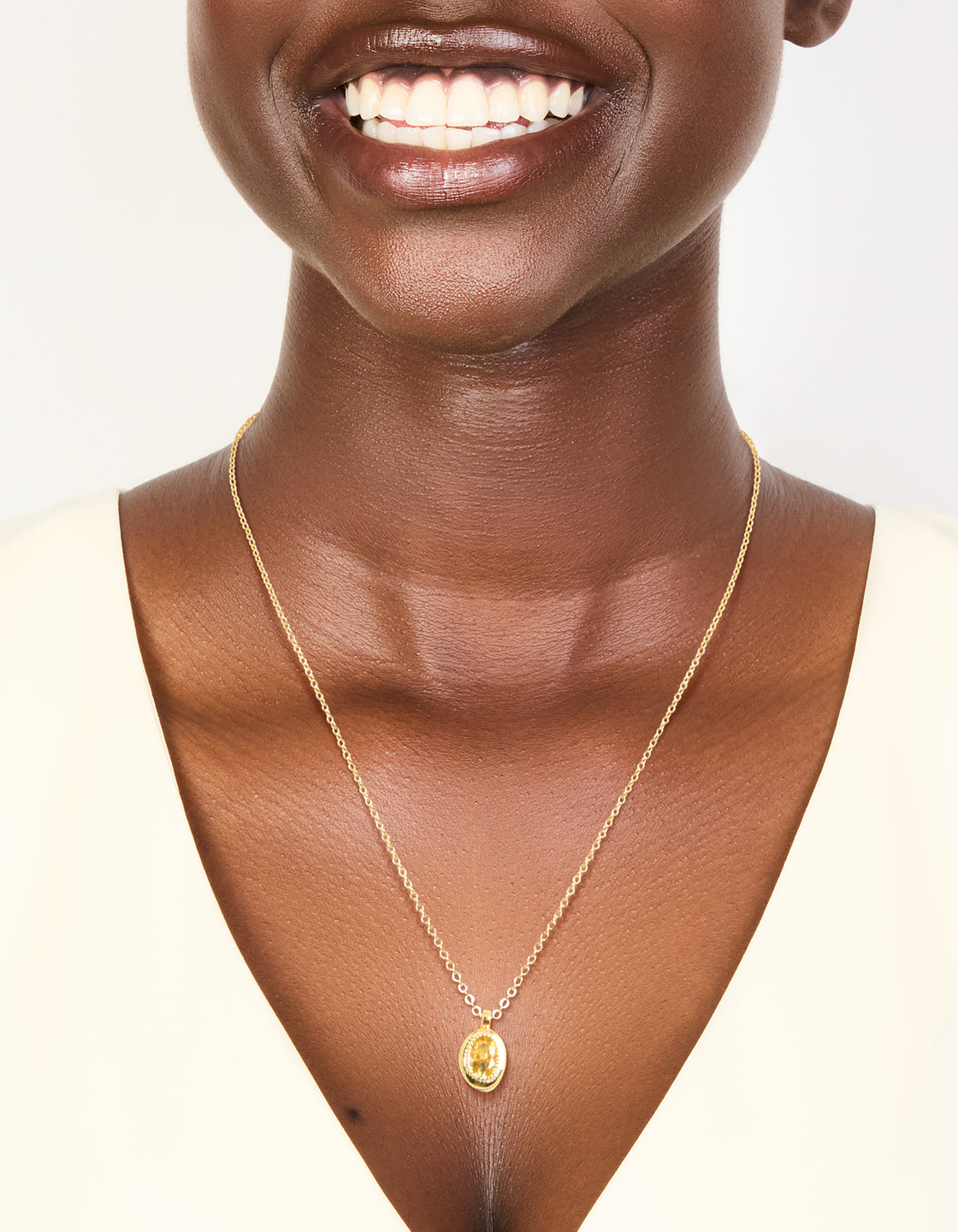 Gold Plated Brass Citrine November Birthstone Necklace