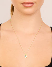 Gold Plated Brass Aquamarine Cubic Zirconia March Birthstone Necklace - link has visual effect only