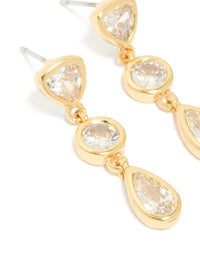 Gold Plated Cubic Zirconia Organic Circle Triple Drop Earrings - link has visual effect only