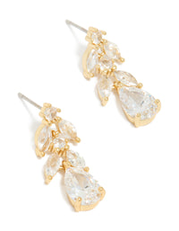 Gold Plated Cubic Zirconia Vine Drop Earrings - link has visual effect only