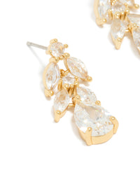 Gold Plated Cubic Zirconia Vine Drop Earrings - link has visual effect only