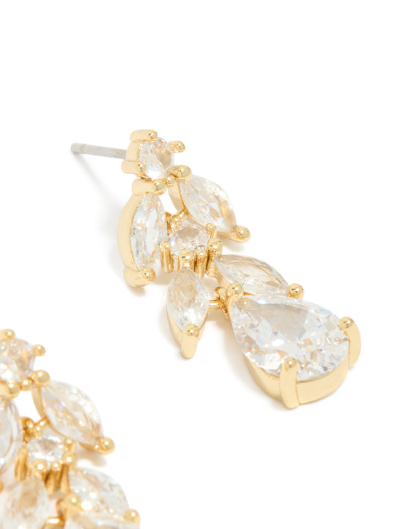 Gold Plated Cubic Zirconia Vine Drop Earrings