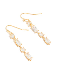 Gold Plated Cubic Zirconia Oval & Round Alternating Drop Earrings - link has visual effect only