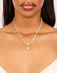 Gold Plated Cubic Zirconia Flower Vine Drop Necklace - link has visual effect only