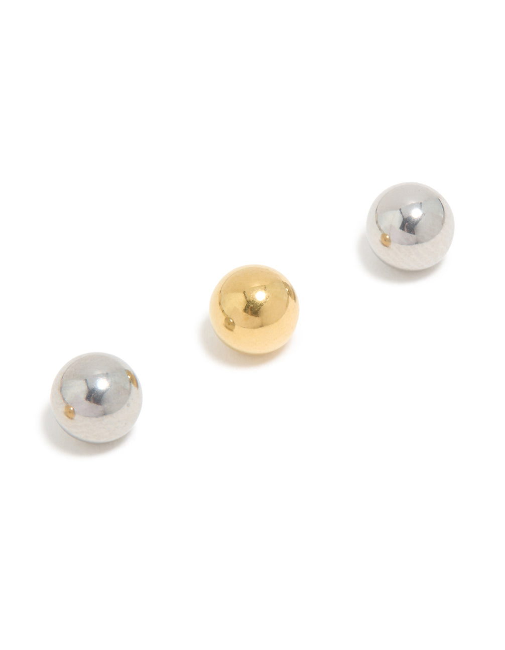 Highlighting metal belly bar balls 4-pack with gold and silver detail view