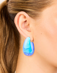 Light & Dark Blue Ombre Translucent Round oPEN Hoop Earrings - link has visual effect only