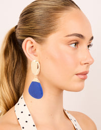 Gold & Dark Blue Pebble Drop Earrings - link has visual effect only