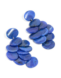 Dark Blue Acrylic Circles Waterfall Drop Earrings - link has visual effect only