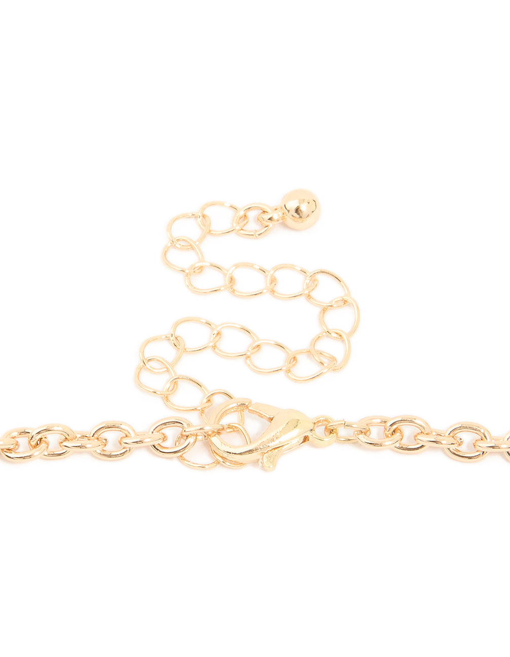 Gold Light & Dark Blue Acrylic Beaded Layered Chain Necklace