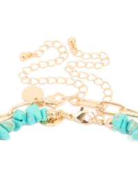 Gold Turquoise Beaded & Beach Charm Layered Necklace - link has visual effect only