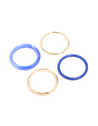 Gold & Dark Blue Bangles 4-Pack - link has visual effect only