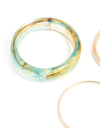 Gold & Light Blue Marble Bangles 3-Pack - link has visual effect only