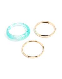 Gold & Blue Translucent Resin Bangles 3-Pack - link has visual effect only