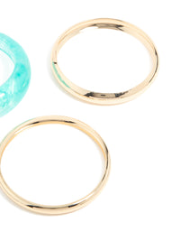 Gold & Blue Translucent Resin Bangles 3-Pack - link has visual effect only