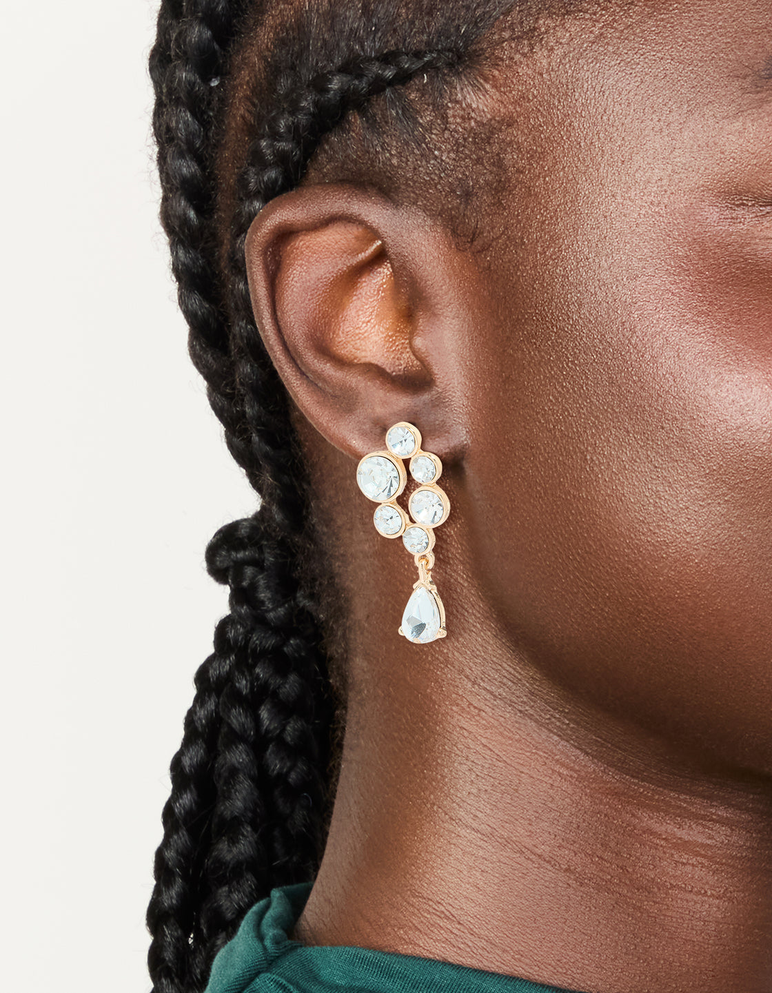 Gold Diamante Cluster Chandelier Drop Earrings