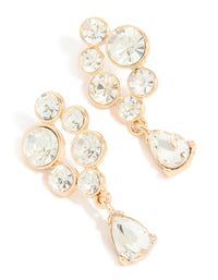 Gold Diamante Cluster Chandelier Drop Earrings - link has visual effect only