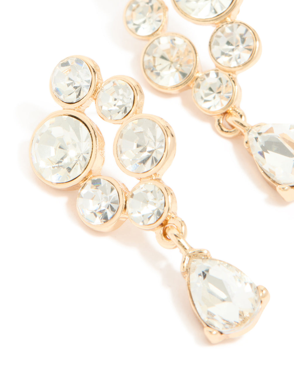 Gold Diamante Cluster Chandelier Drop Earrings