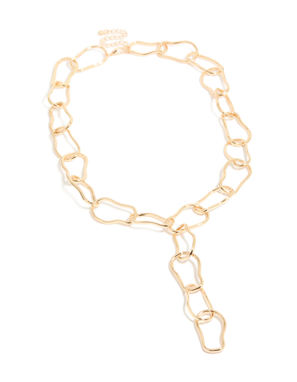 Gold Large Organic Link Long Y-Necklace