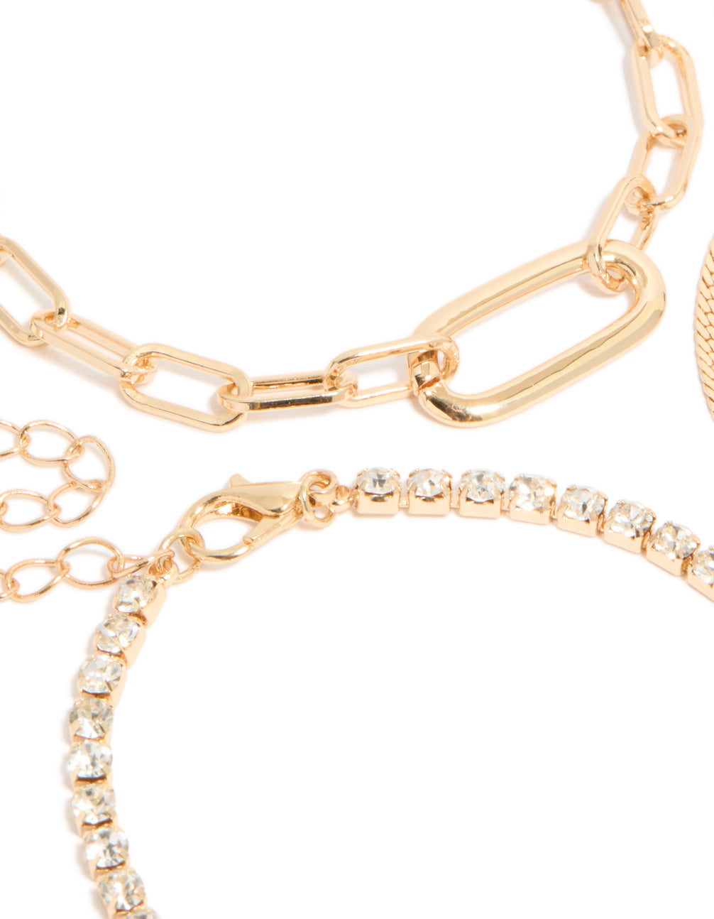 Gold Diamante & Pearl Bracelets 4-Pack