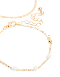 Gold Diamante & Pearl Bracelets 4-Pack - link has visual effect only
