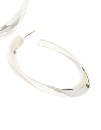 Silver Curved Long Hoop Earrings - link has visual effect only