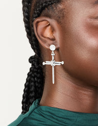 Antique Silver Cross Nail Drop Earrings - link has visual effect only