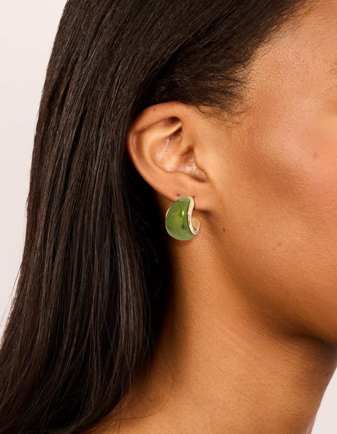 Gold Brown & Green Enamel Bubble Hoop Earrings 3-Pack