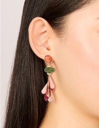 Gold Multicoloured Beaded Droplet Earrings - link has visual effect only